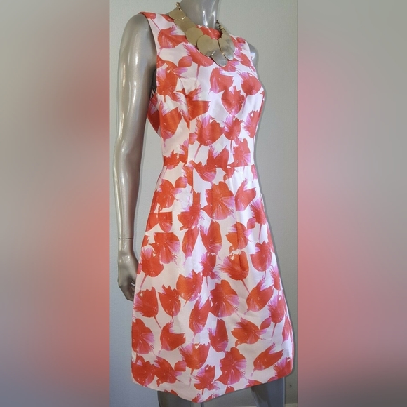 $5,000 NEW OSCAR DE LA RENTA TULIP PINK ORANGE SILK MIKADO RUNWAY DRESS US 8, 12 - Picture 4 of 12